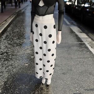 Polka Dot Maxi Skirt - Black and White small